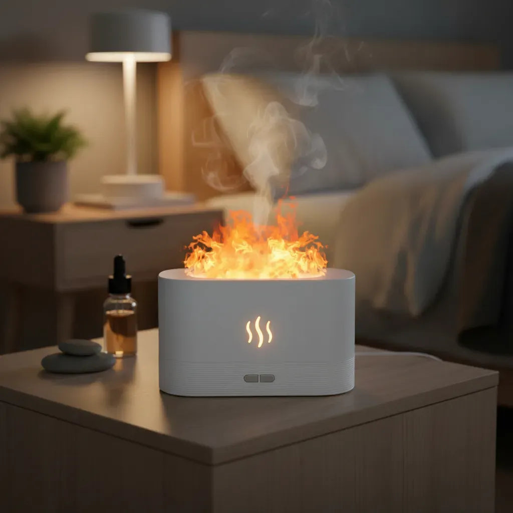 Humidificador Llama Led Aromatizador Difusor Ultrasónico Usb