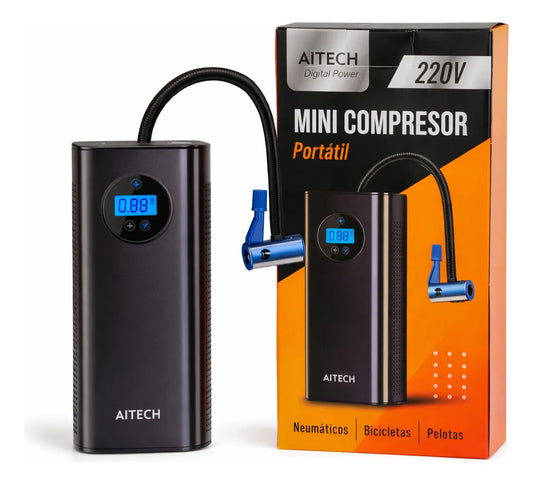 Mini Compresor De Aire Portátil Aitech Digital 220v Inflador