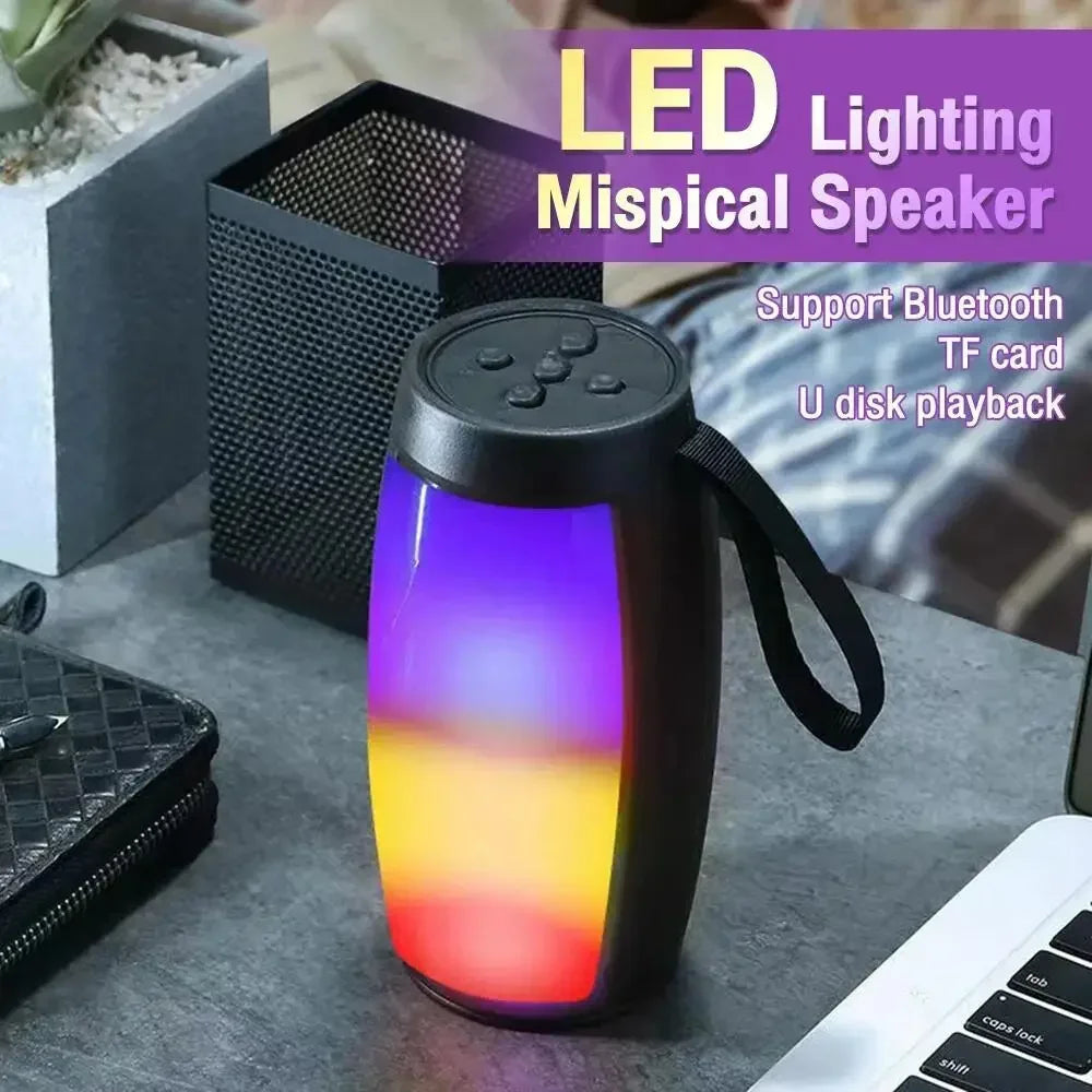 Portable Bluetooth Speaker with LED Lights Wireless Outdoor Loudspeaker TF Card Support Car Audio Gift