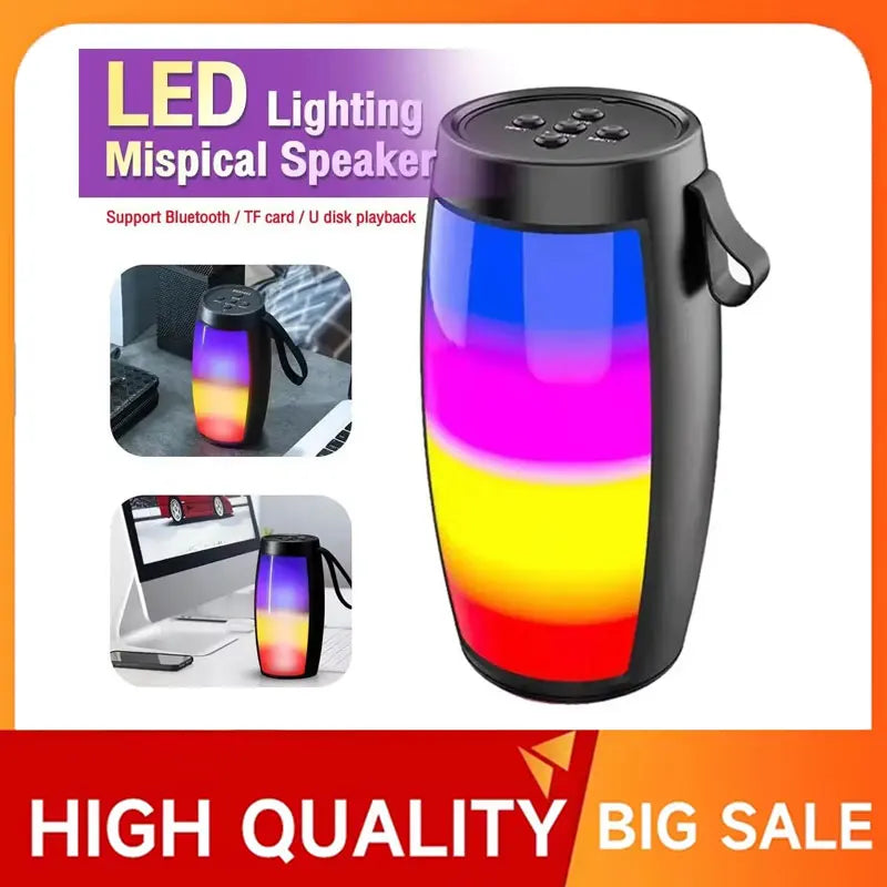 Portable Bluetooth Speaker with LED Lights Wireless Outdoor Loudspeaker TF Card Support Car Audio Gift