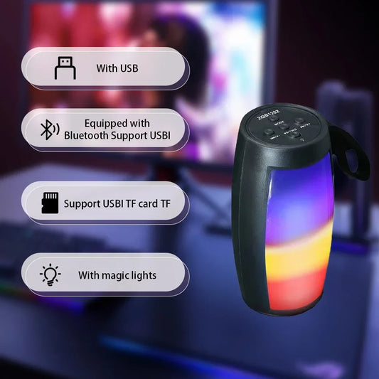 Portable Bluetooth Speaker with LED Lights Wireless Outdoor Loudspeaker TF Card Support Car Audio Gift