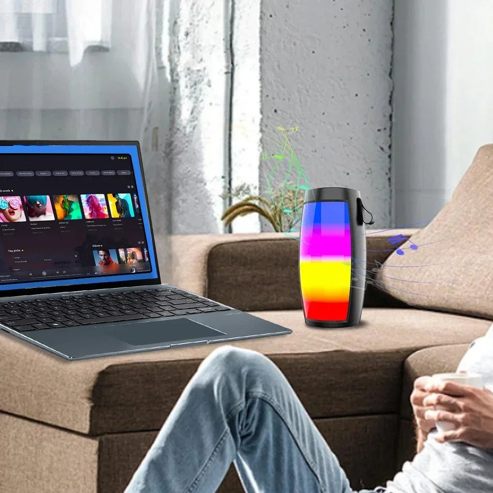 Portable Bluetooth Speaker with LED Lights Wireless Outdoor Loudspeaker TF Card Support Car Audio Gift