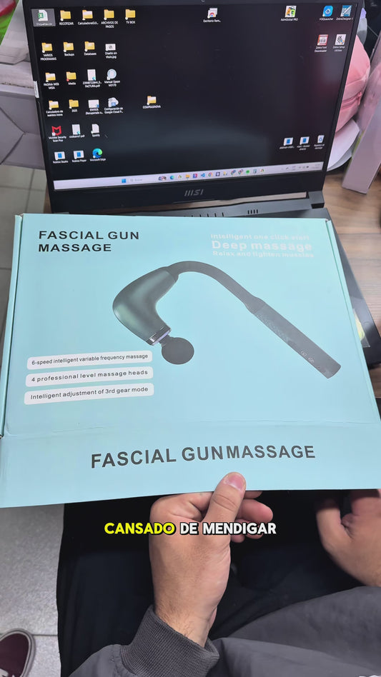 Masajeador Muscular Inalámbrica Percusión Mango Extendido Azul Petróleo